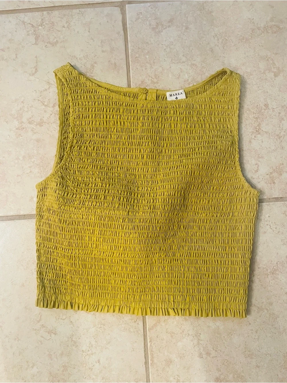 Marea by Liz Joy Chartreuse Charlotte Smocked Sleeveless Top - Picture 1 of 3